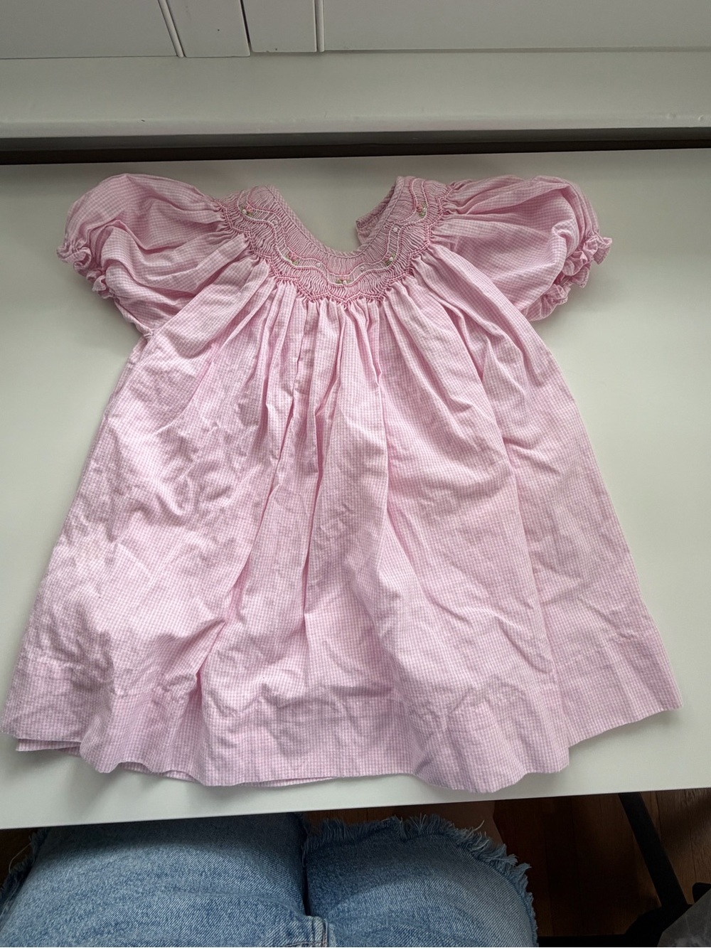 Petit Ami Light Pink Smocked Puff-Sleeve Dress